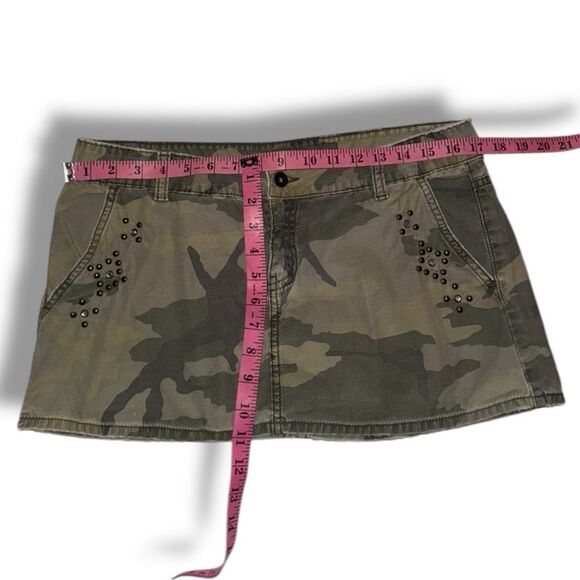 💎 Y2K Jordache Camo Micro Mini Skirt Studded Army Green Junior's 11/12 Low Rise - Picture 12 of 16